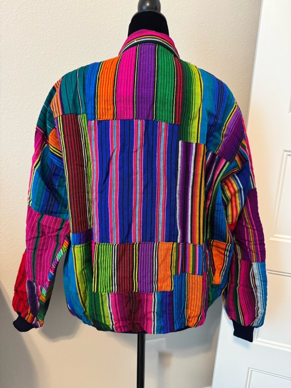 Vintage Handmade Guatemalan Jacket Colorful Woven Cotton Boho Festival Coat - Picture 6 of 6